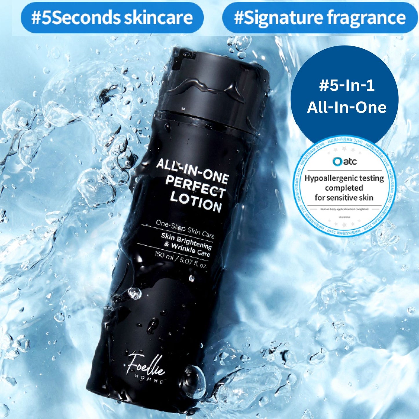 FOELLIE Homme All-In-One Perfect Lotion, Men's Face Moisturizer 150ml