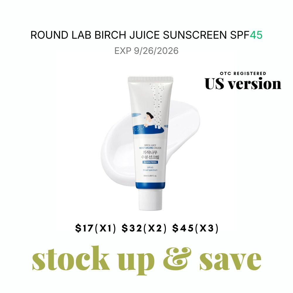 ROUND LAB - Birch Juice Moisturizing Sunscreen SPF45 (50ml) OTC version EXP 9/26/2026