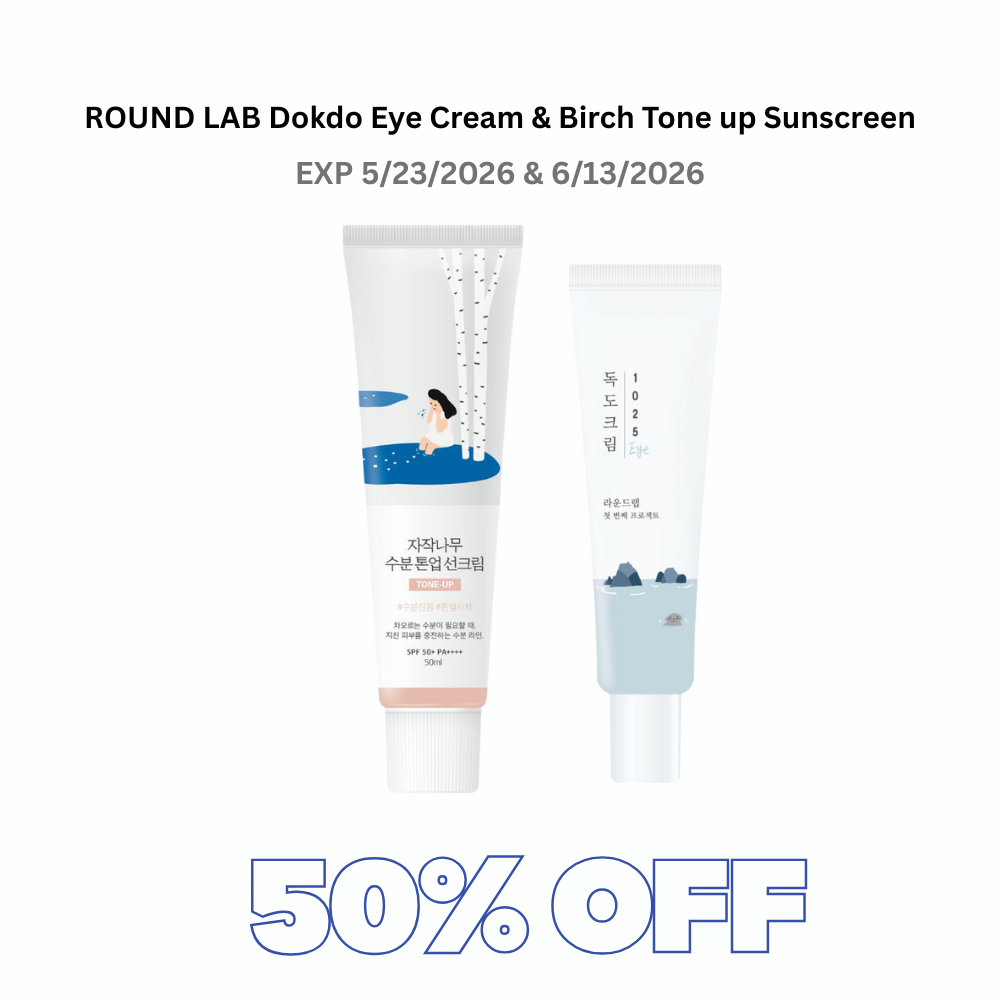 ROUND LAB Birch Tone Up Sunscreen 50ml & Dokdo Eye Cream 30ml Set (Exp 5/23 & 6/13/2026)