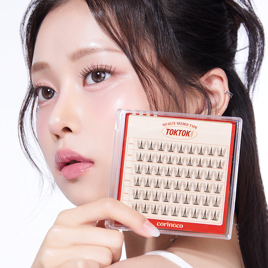 CORINGCO Toktok Hara Eyelashes, No Glue, False Eyelashes, Assorted Set of 9/10/11mm