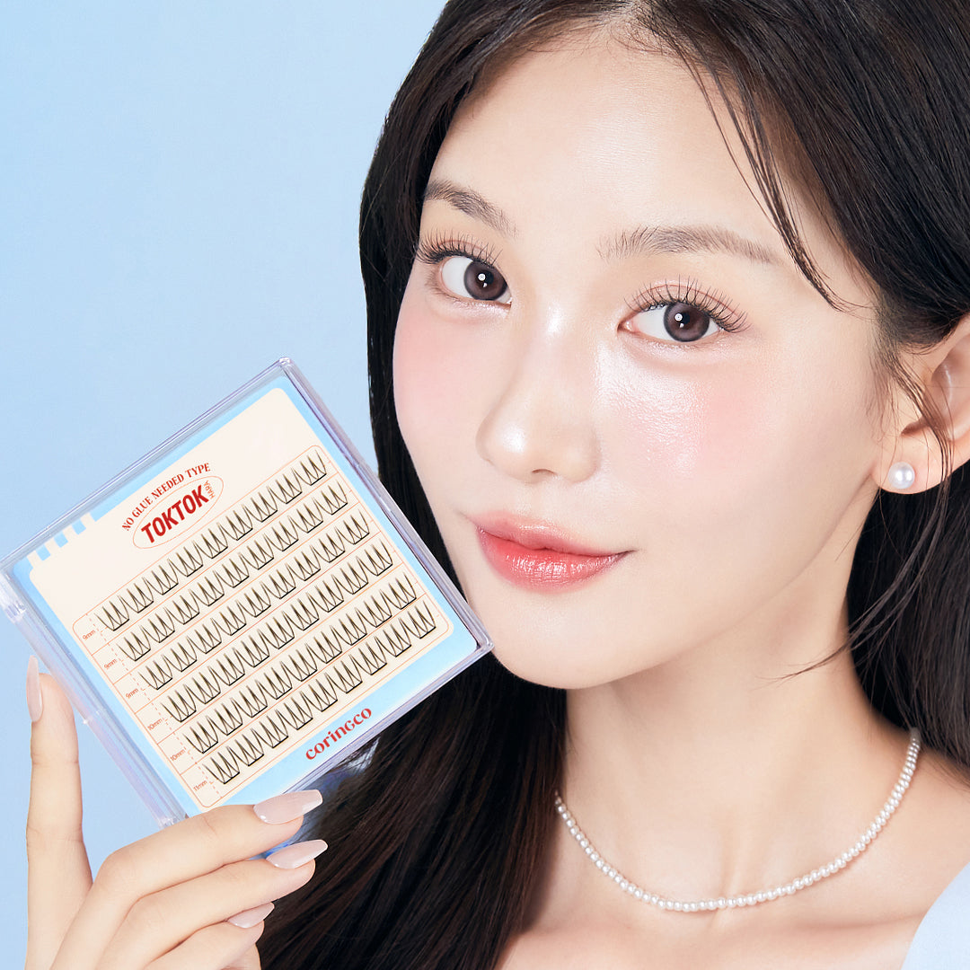 CORINGCO Toktok Hara Eyelashes, No Glue, False Eyelashes, Assorted Set of 9/10/11mm