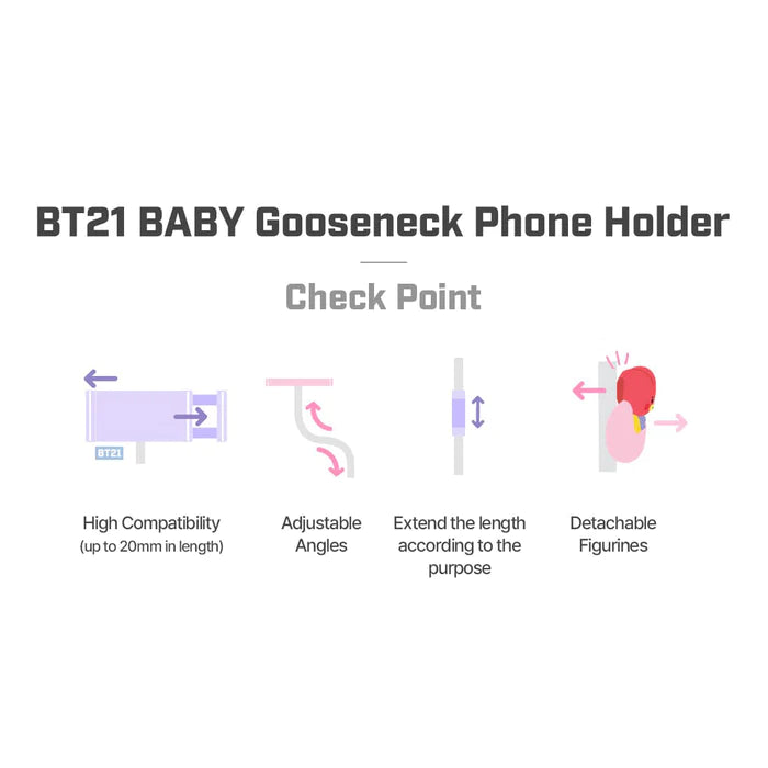 BTS BT21 Official BABY Figure GOOSE NECK Smartphone Mobile Holder Stand