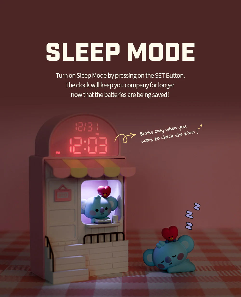 BT21 My Little Buddy Baby Cafe Clock BTS LED Digital Desk Clock