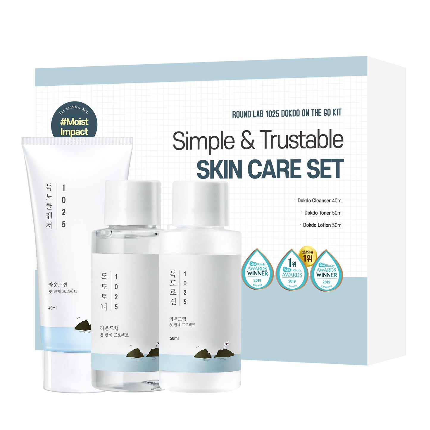 ROUND LAB - 1025 Dokdo On-The-Go Set (Toner + Lotion + Cleanser)