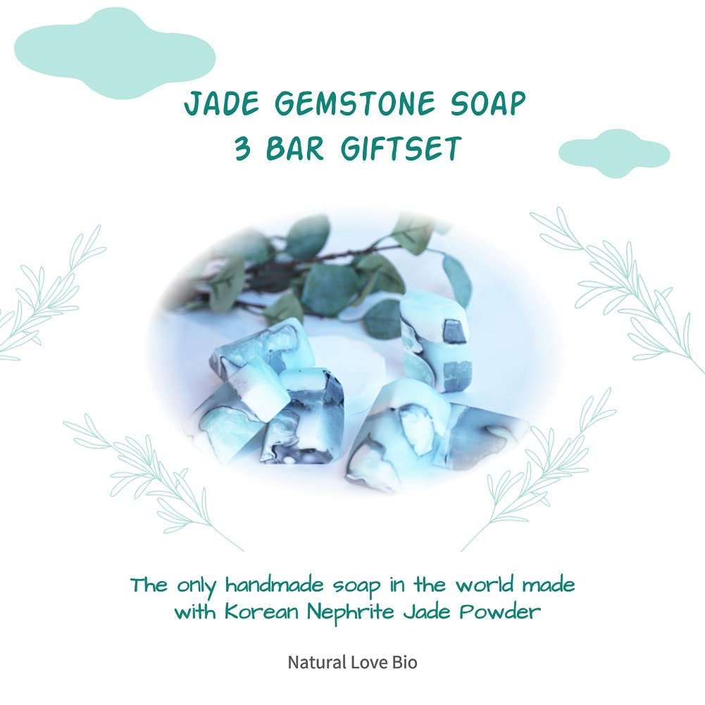 NATURAL LOVE Gemstone Soap 3 Bar Handmade Jade Soap Gift Set