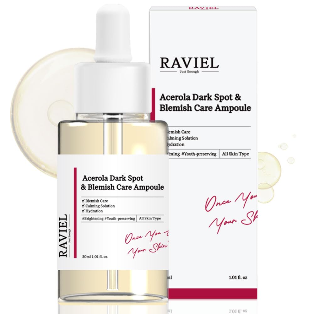 RAVIEL Acerola Dark Spot & Blemish Care Ampoule – Vitamin C Serum 30ml (1.01 fl oz)