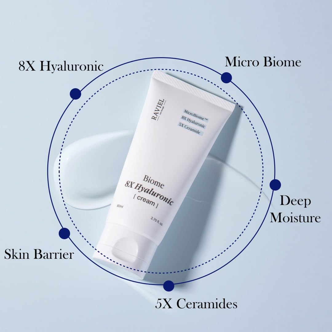 RAVIEL Biome 8X Hyaluronic Cream – Deep Moisture Glow Cream (80ml / 2.70 fl oz)