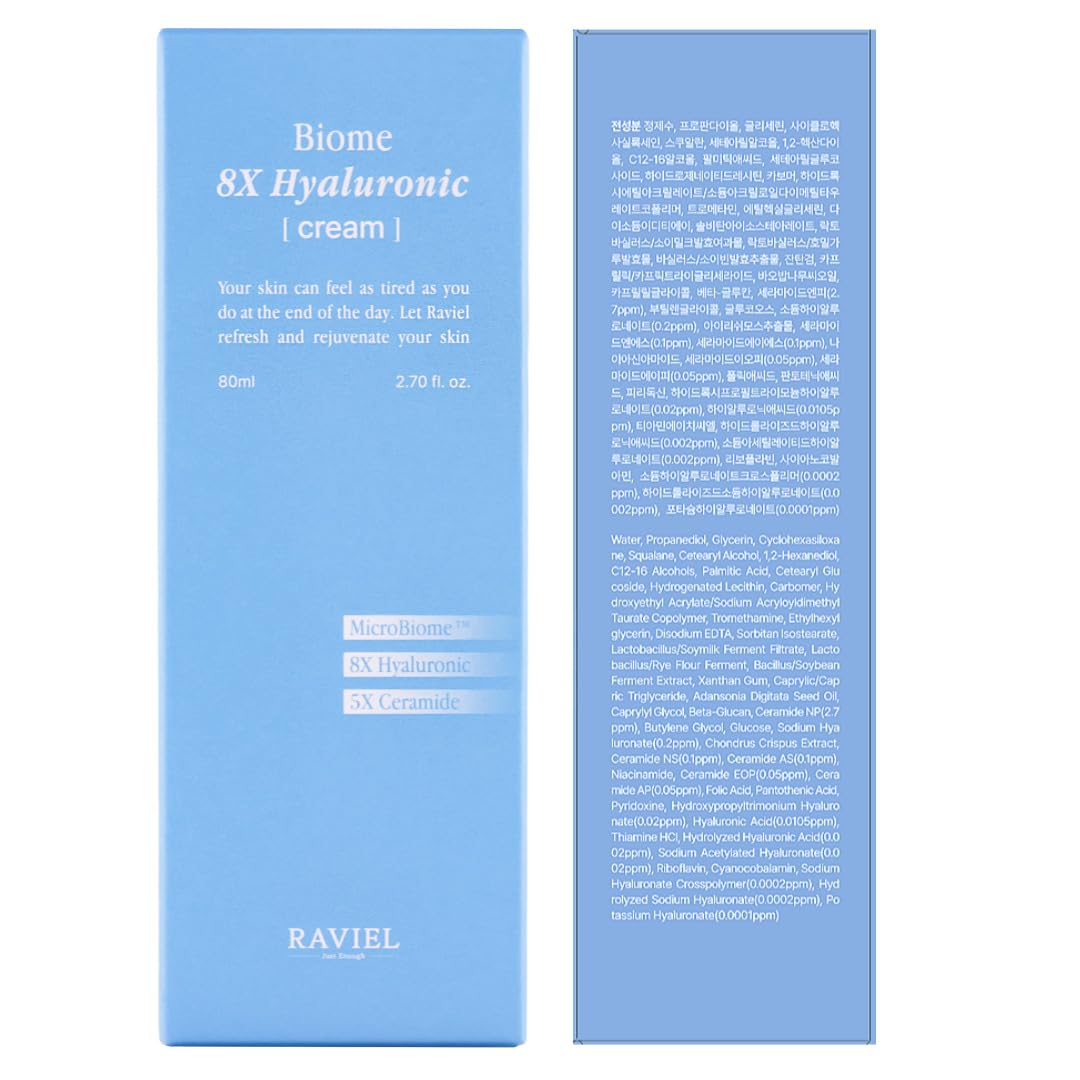 RAVIEL Biome 8X Hyaluronic Cream – Deep Moisture Glow Cream (80ml / 2.70 fl oz)