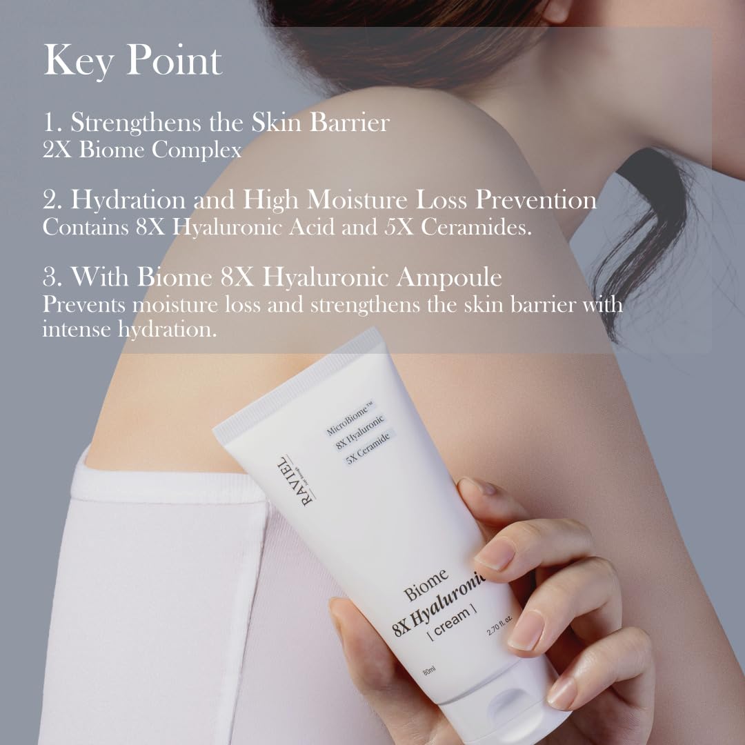 RAVIEL Biome 8X Hyaluronic Cream – Deep Moisture Glow Cream (80ml / 2.70 fl oz)