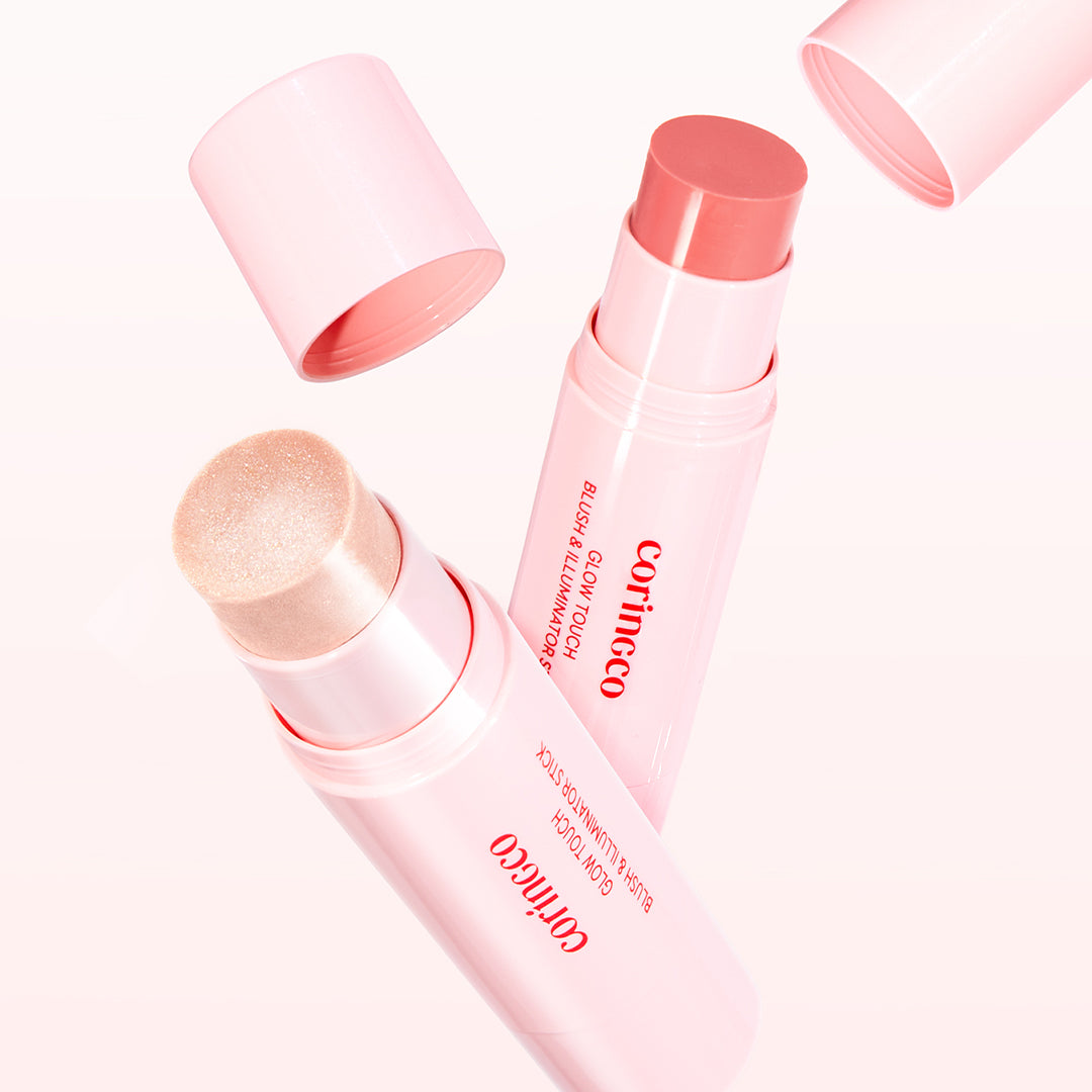 CORINGCO Glow Touch Blush & Illuminator Stick – Hydrating Cream Blush & Highlighter for Cheeks, Lips & Body (5g / 5.5g)