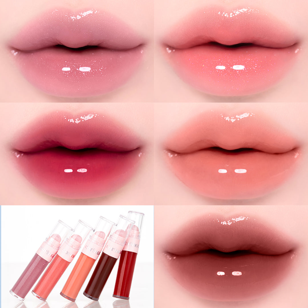 CORINGCO Topping Tip Glow Lip Plumper – Tinted Plumping Lip Gloss with Vitamin E (2.8g, 5 Shades)