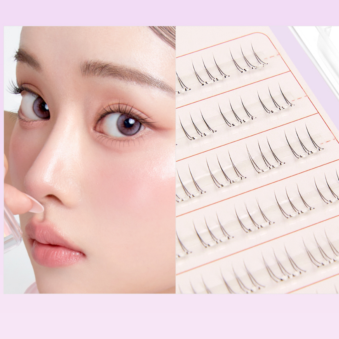 CORINGCO Easycut Self Adhesive False Eyelashes, Natural Look, No Glue Needed, Assorted Set of 9/10/11mm, Reusable Lash Clusters Kbeauty