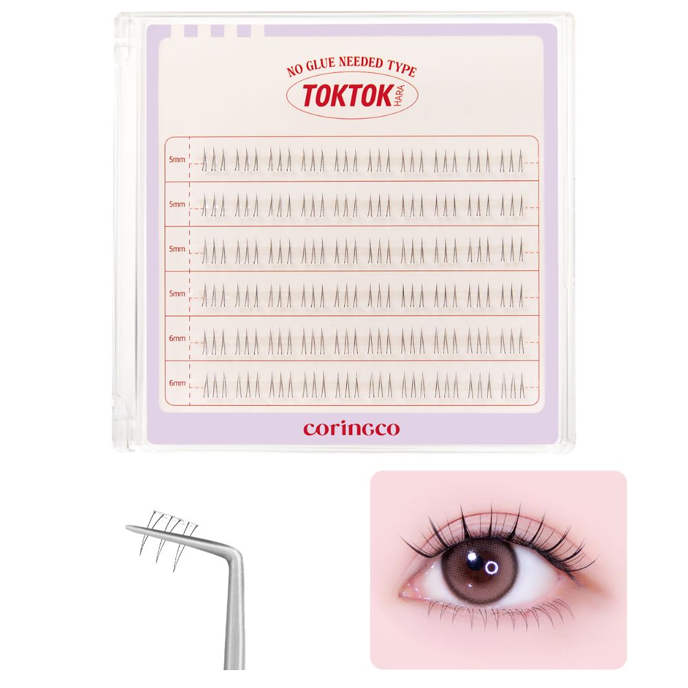 CORINGCO Easycut Self Adhesive False Eyelashes, Natural Look, No Glue Needed, Assorted Set of 9/10/11mm, Reusable Lash Clusters Kbeauty