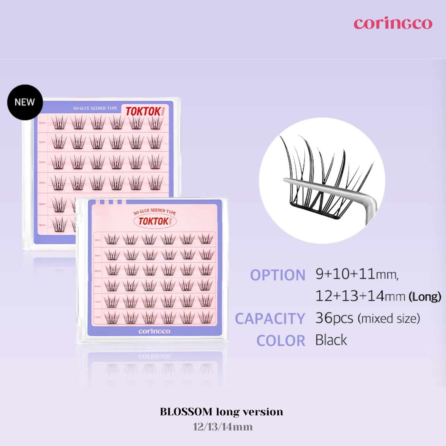CORINGCO Self Adhesive LONG False Eyelashes | No Glue Needed | Reusable Lash Clusters 12/13/14mm
