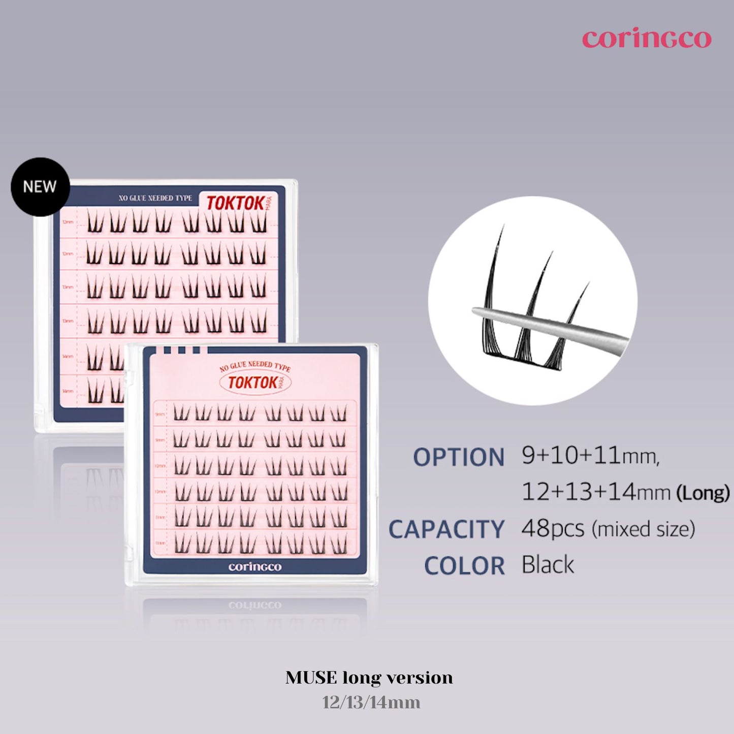 CORINGCO Self Adhesive LONG False Eyelashes | No Glue Needed | Reusable Lash Clusters 12/13/14mm