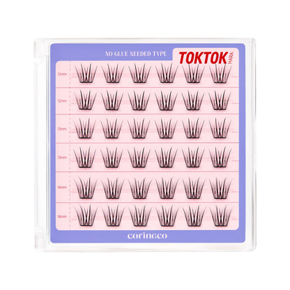 CORINGCO Self Adhesive LONG False Eyelashes | No Glue Needed | Reusable Lash Clusters 12/13/14mm