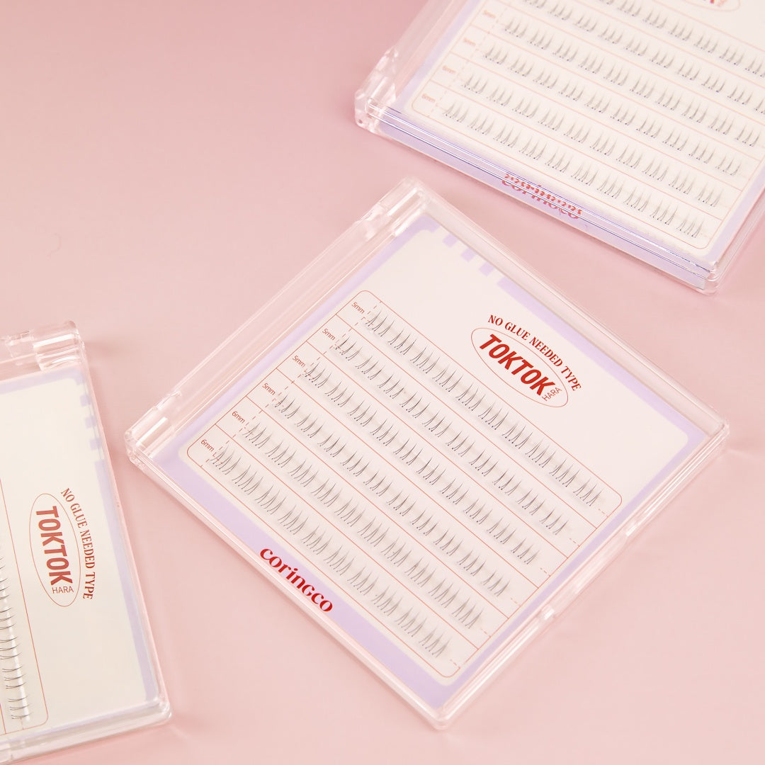 CORINGCO Easycut Self Adhesive False Eyelashes, Natural Look, No Glue Needed, Assorted Set of 9/10/11mm, Reusable Lash Clusters Kbeauty