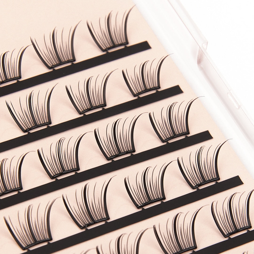 CORINGCO Easycut Self Adhesive False Eyelashes, Natural Look, No Glue Needed, Assorted Set of 9/10/11mm, Reusable Lash Clusters Kbeauty