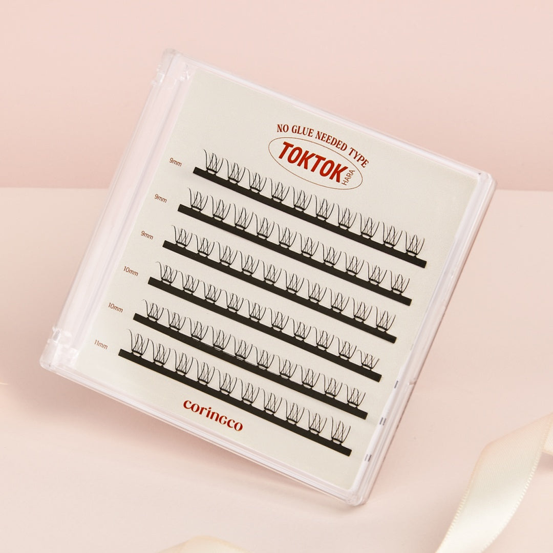 CORINGCO Easycut Self Adhesive False Eyelashes, Natural Look, No Glue Needed, Assorted Set of 9/10/11mm, Reusable Lash Clusters Kbeauty