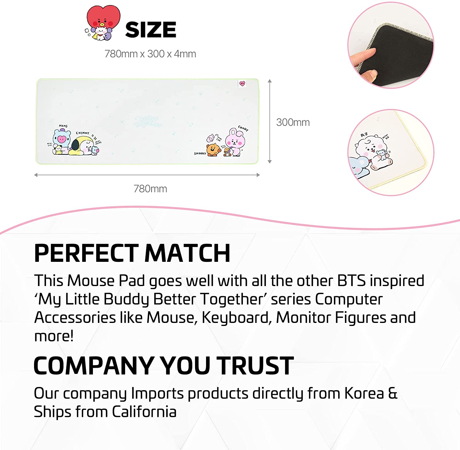 BT21 Cooky - Keyboard, Mouse, Monitor Figure, Mouse Pad selling - 4 Piece Complete Set