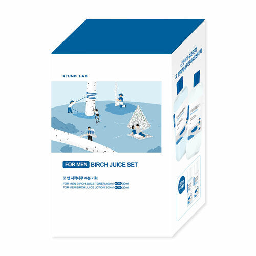 ROUND LAB Men's Birch Juice Set (Toner/Lotion 200ml + 20ml/ea) - For M ...